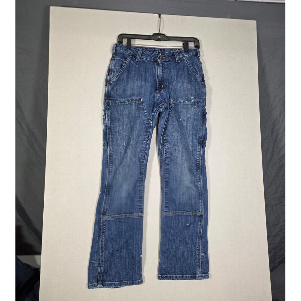 Carhartt Womens Double Knee Carpenter Jeans Dungaree Fit Blue Denim Size 8x30
